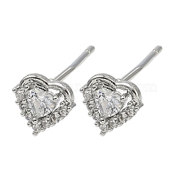 Brass Micro Pave Clear Cubic Zirconia Stud Earrings for Women&nbsp;EJEW-F403-04P