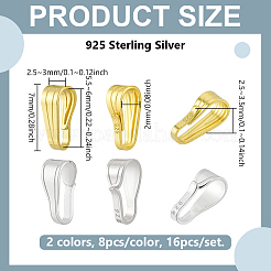 16Pcs 2 Colors 925 Sterling Silver Snap on Bails&nbsp;STER-PH0004-44