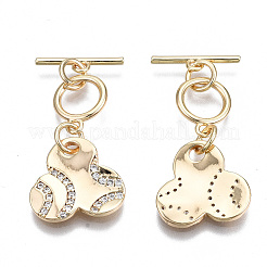 Brass Micro Pave Clear Cubic Zirconia Toggle Clasps&nbsp;KK-S356-309-NF