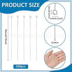 500Pcs 304 Stainless Steel Eye Pins&nbsp;STAS-PH0006-49