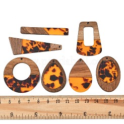 Walnut Wood & Transparent Resin Pendants&nbsp;WD-CBA583A-14