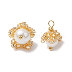 Cylinder Seed Beaded Flower Pendants&nbsp;PALLOY-MZ00705