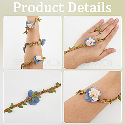 6Pcs 3 Styles Polyester & Linen Flower Rattan Straw Hat Bands&nbsp;AJEW-CN0004-39
