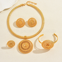 Vintage Middle Eastern Alloy Hollow Round with Flower Necklaces & Bracelets & Earrings & Rings Sets for Women&nbsp;WE0355