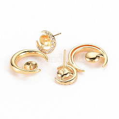 Brass Micro Pave Clear Cubic Zirconia Earring Findings&nbsp;KK-S356-253-NF