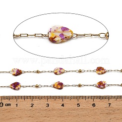 Handmade Stainless Steel & Natural Shell Beaded Link Chains&nbsp;SA-CBA6C37-01G-03