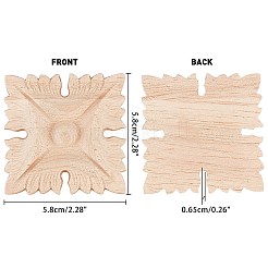 Natural Solid Wood Carved Onlay Applique Craft&nbsp;WOOD-WH0101-55