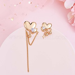 Clear Cubic Zirconia Heart with Moon & Star Asymmetrical Earrings&nbsp;JE968A