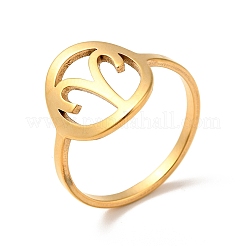 Ion Plating(IP) 201 Stainless Steel Constellations Aries Finger Ring for Women&nbsp;RJEW-G266-29G
