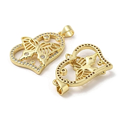 Rack Plating Brass Micro Pave Cubic Zirconia Pendants&nbsp;KK-F869-23G