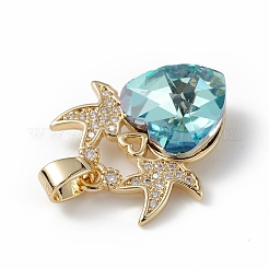 Real 18K Gold Plated Rack Plating Brass Micro Pave Cubic Zirconia Pendants&nbsp;KK-C015-03G-16