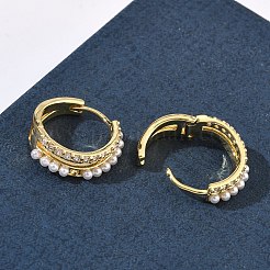 Two-layer Brass Micro Pave Clear Cubic Zirconia Hoop Earrings&nbsp;EJEW-C181-03G