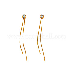 304 Stainless Steel Cubic Zirconia Tassel Earrings&nbsp;WGD0BF9-01