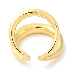 Rack Plating Brass Double Line Open Cuff Ring for Women&nbsp;RJEW-A016-05G