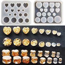 Heart & Round Shape DIY Ear Gauges Flesh Tunnels Plugs Silicone Mold&nbsp;PW-WG64161-02