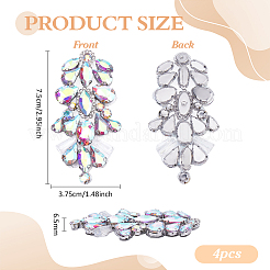 4Pcs Flower Hotfix Glass Rhinestone&nbsp;DIY-FG0010-63B