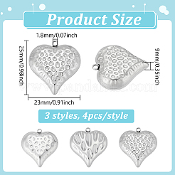 12Pcs 3 Styles 304 Stainless Steel Pendants&nbsp;STAS-PH0006-80