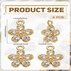 4Pcs Rack Plating Brass Micro Pave Cubic Zirconia Charms&nbsp;ZIRC-LP0001-03
