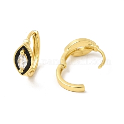 Enamel Horse Eye Hoop Earrings with Clear Cubic Zirconia&nbsp;EJEW-E270-05G