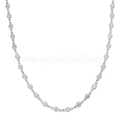 5.5MM 304 Stainless Steel Textured Flower Link Chain Necklaces&nbsp;NJEW-TADJ0001-04P