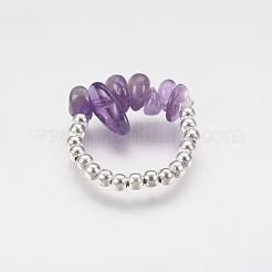 Natural Gemstone Chip Stretch Rings&nbsp;RJEW-JR00208