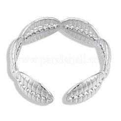 304 Stainless Steel Shell Wrap Open Cuff Ring for Women&nbsp;RJEW-N038-102P