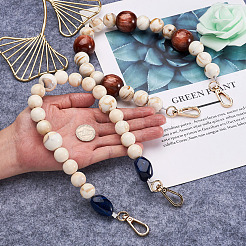 2Pcs 2 Style Wheat & Old Lace Acrylic Beads Bag Strap&nbsp;FIND-GN0001-04