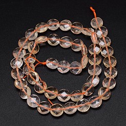 Natural Citrine Flat Round Bead Strands&nbsp;G-O099-06-C