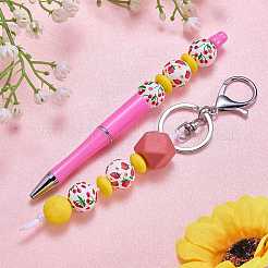 50Pcs 2 Styles Fruit Printed Wood European Beads&nbsp;WOOD-SZ0001-30