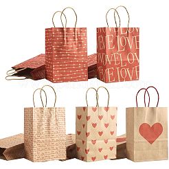 12Pcs 5 Styles Valentine's Day Heart Printed Paper Bags&nbsp;CARB-FS0001-07
