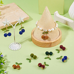 10Pcs 5 Colors Handmade Polymer Clay Rhinestone Beads Cherry Shape Pendants&nbsp;PALLOY-TA00329