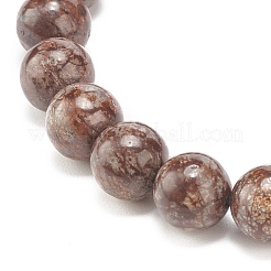 Natural Snowflake Obsidian Stretch Bracelet with Alloy Beads&nbsp;BJEW-JB08017-03