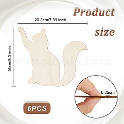 Cat Wood Unfinished Wood Cutouts&nbsp;DIY-WH0430-319A