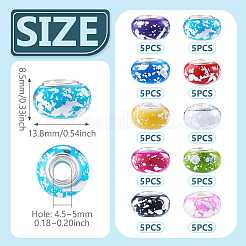50Pcs 10 Colors Opaque Resin Rondelle European Beads&nbsp;RESI-TA0005-47