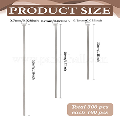 600Pcs 3 Styles 304 Stainless Steel Flat Head Pins&nbsp;STAS-LP0002-20