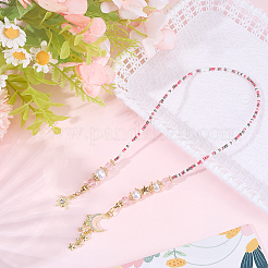 1Pc Alloy & Resin & Glass Seed Bead & Rhinestone Moon Star Beaded Chain Bookmarks&nbsp;AJEW-BM0001-40