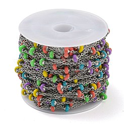304 Stainless Steel Enamel Link Chains&nbsp;AJEW-Z028-09P-09