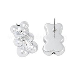 Bear CCB Plastic Stud Earrings for Women&nbsp;EJEW-Q382-04B-P
