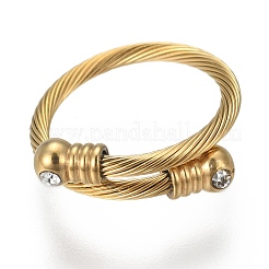 Trendy 304 Stainless Steel Torque Bangles & Rings Sets&nbsp;SJEW-H073-13A
