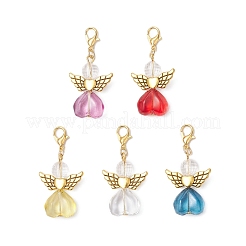 Transparent Glass Heart Angel Pendant Decorations&nbsp;HJEW-JM04410