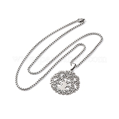 201 Stainless Steel Buddha Yoga Tree of Life Pendant Necklaces&nbsp;NJEW-S440-11P