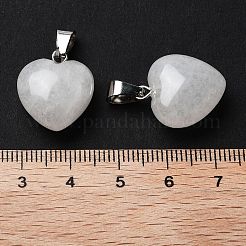 Natural White Jade Charms&nbsp;LS-HEAR-PW0001-057-03