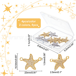 8Pcs 2 Colors Brass Micro Pave Clear Cubic Zirconia Links Connectors&nbsp;KK-CA0003-08