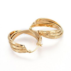 Ion Plating(IP) 304 Stainless Steel Triple Hoop Earrings&nbsp;EJEW-P176-02G