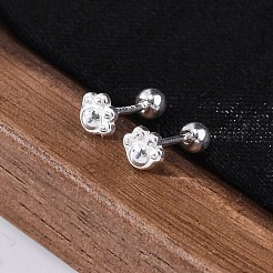 S999 Fine Silver Stud Earrings&nbsp;EJEW-F356-06S