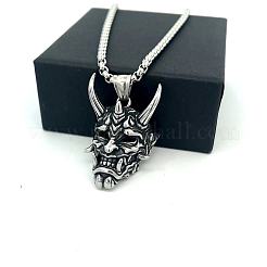 Vintage 304 Stainless Steel 3D Devil Mask Pendant Necklaces for Men&nbsp;AL8165