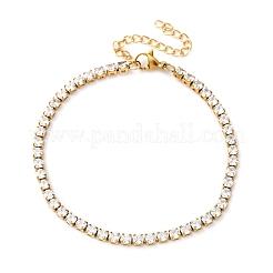 304 Stainless Steel with Cubic Zirconia Link Chain Bracelets for Women&nbsp;BJEW-G754-01B-G03