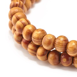 Natural Wood Round Beads Stretch Bracelets Sets&nbsp;BJEW-JB07347