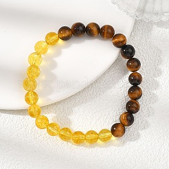 Natural Dyed & Heated Quartz Crystal & Tiger Eye Beads Bracelets&nbsp;BJEW-JB12839