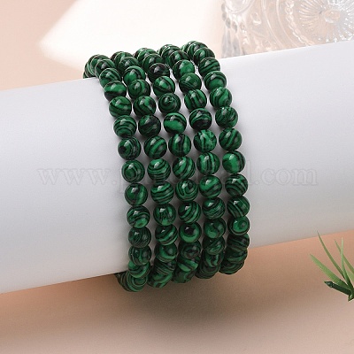 Synthetic Malachite(Dyed) Bead Stretch Bracelets&nbsp;BJEW-K212-A-031-1